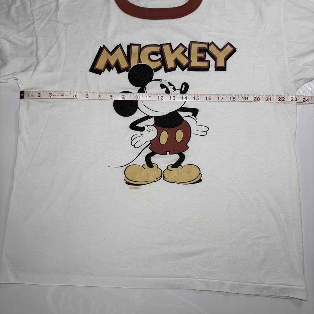 Vintage‎ 80s Mickey Mouse Ringer T Shirt Men Large Velva Sheen USA White Disney - Picture 6 of 9
